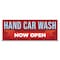 Signmission Hand Car Wash Now Open Banner Concession Stand Food Truck Single Sided B-120-30080 - alternate 1